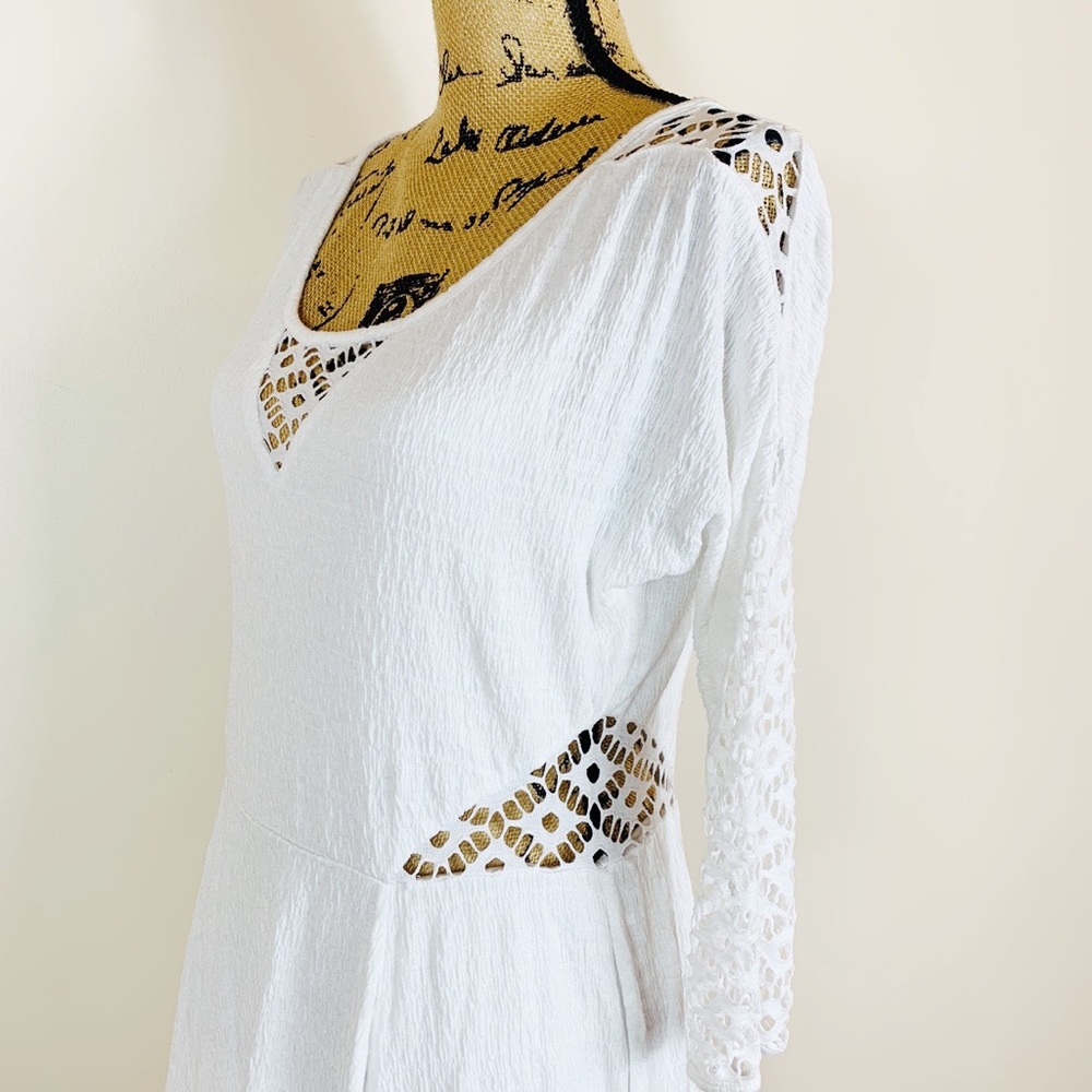 Free People | White Lace Boho Dress Size Medium - Picture 2 of 8